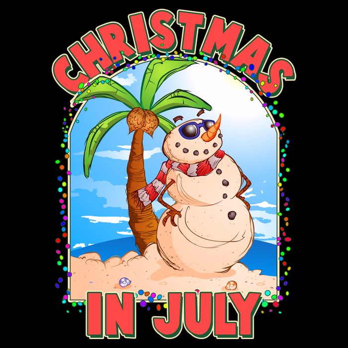 Christmas In July Beach Sand Snowman 7-Panel Snapback Hat