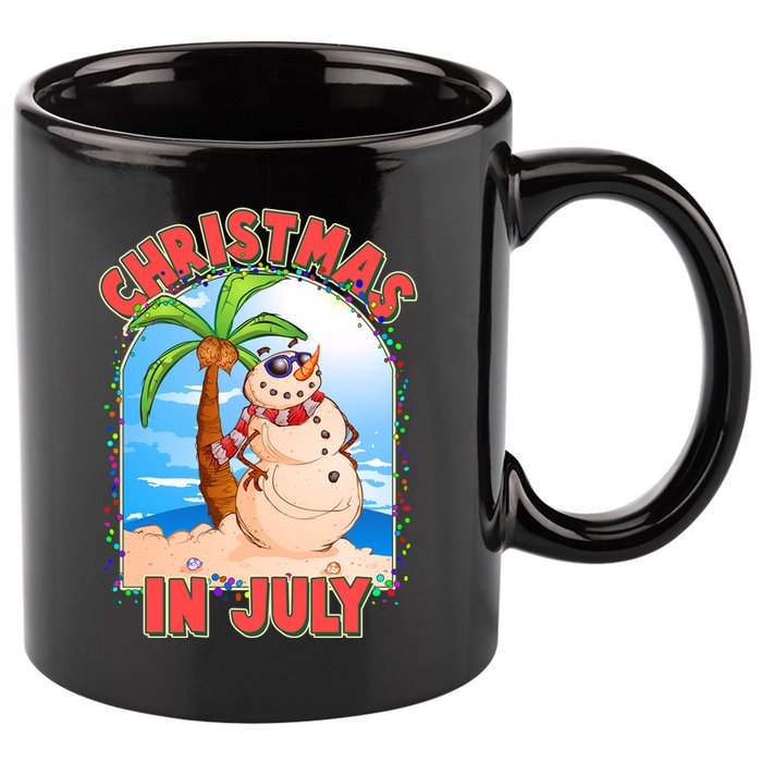 Christmas In July Beach Sand Snowman 11oz C Handle Ceramic Mug