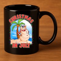 Christmas In July Beach Sand Snowman 11oz C Handle Ceramic Mug