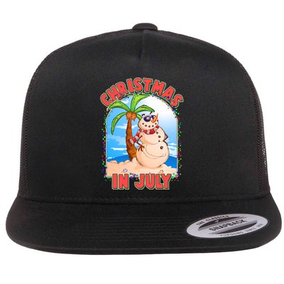 Christmas In July Beach Sand Snowman Flatbill Hat