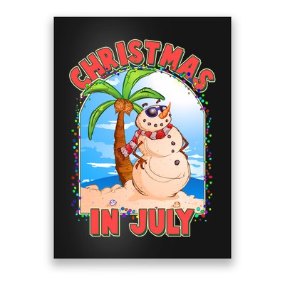 Christmas In July Beach Sand Snowman Poster