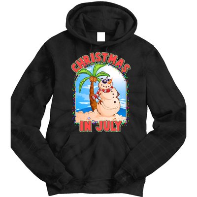 Christmas In July Beach Sand Snowman Tie Dye Hoodie
