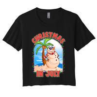 Christmas In July Beach Sand Snowman Women's Crop Top Tee