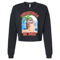 Christmas In July Beach Sand Snowman Cropped Pullover Crew
