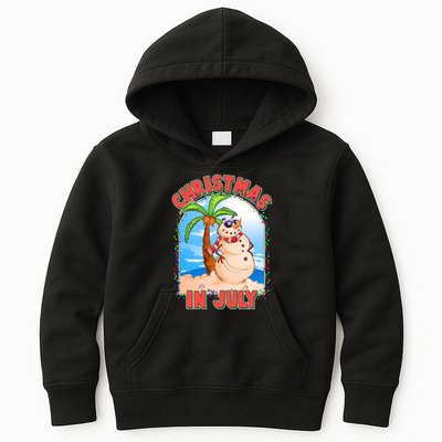 Christmas In July Beach Sand Snowman Kids Hoodie