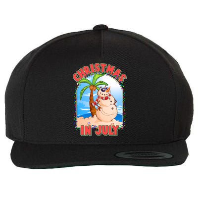 Christmas In July Beach Sand Snowman Wool Snapback Cap