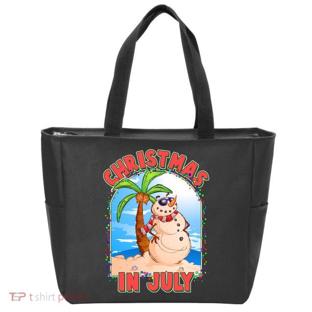 Christmas In July Beach Sand Snowman Zip Tote Bag
