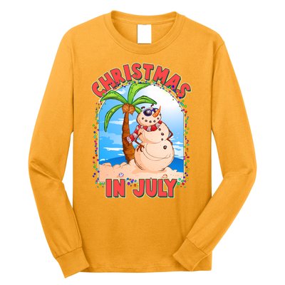 Christmas In July Beach Sand Snowman Long Sleeve Shirt
