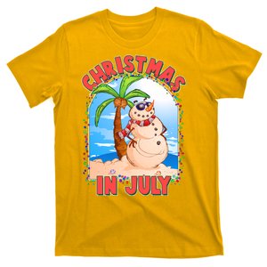 Christmas In July Beach Sand Snowman T-Shirt