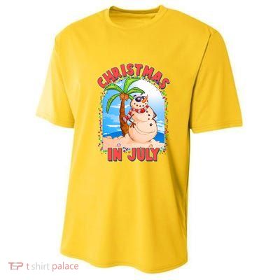 Christmas In July Beach Sand Snowman Youth Performance Sprint T-Shirt
