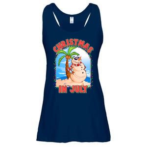 Christmas In July Beach Sand Snowman Ladies Essential Flowy Tank