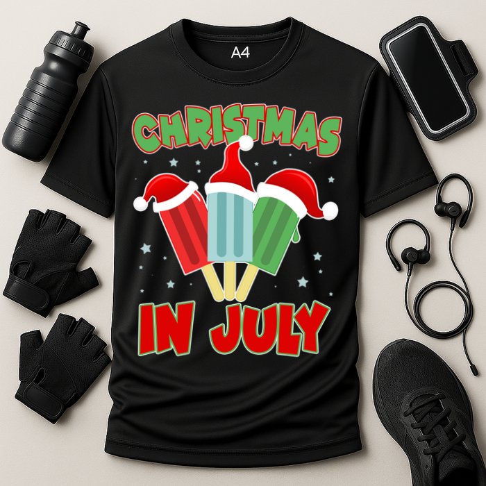 Christmas In July Festive Popsicles Cooling Performance Crew T-Shirt