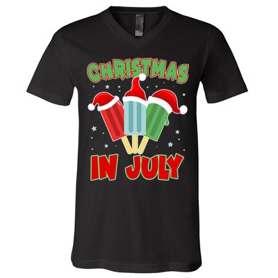 Christmas In July Festive Popsicles V-Neck T-Shirt