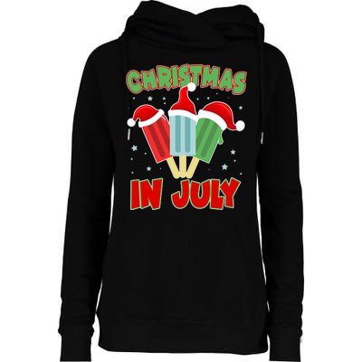 Christmas In July Festive Popsicles Womens Funnel Neck Pullover Hood