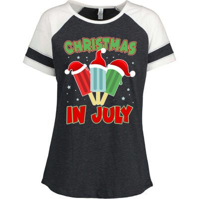 Christmas In July Festive Popsicles Enza Ladies Jersey Colorblock Tee