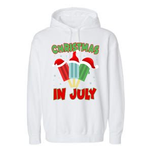 Christmas In July Festive Popsicles Garment-Dyed Fleece Hoodie