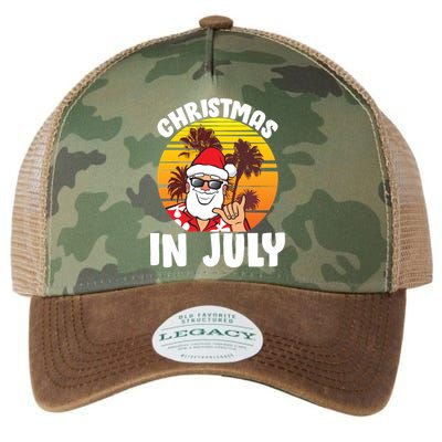 Christmas In July Retro Santa Sunset Legacy Tie Dye Trucker Hat