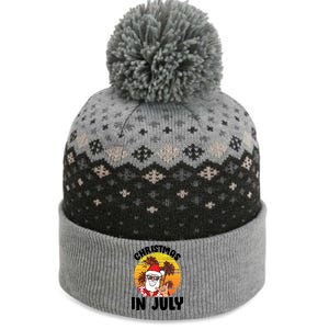 Christmas In July Retro Santa Sunset The Baniff Cuffed Pom Beanie