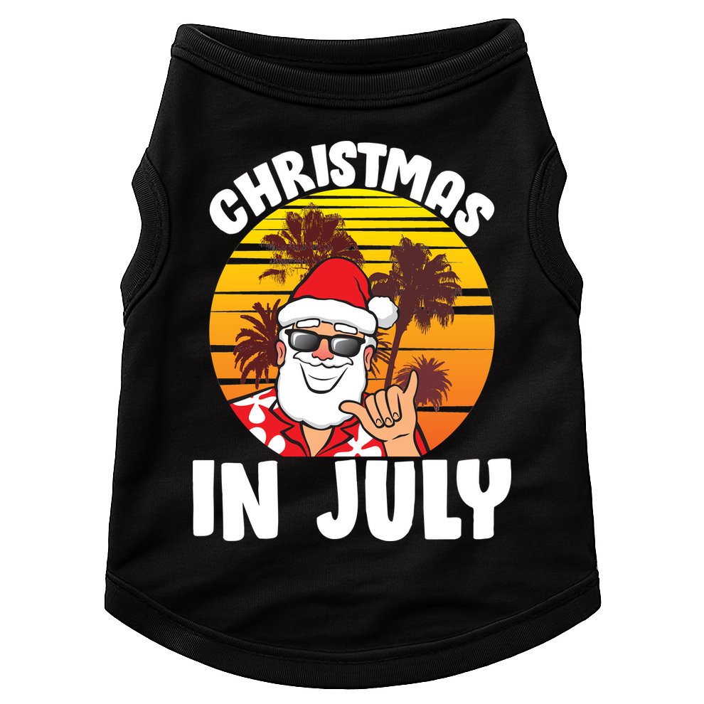 Christmas In July Retro Santa Sunset Doggie Tank