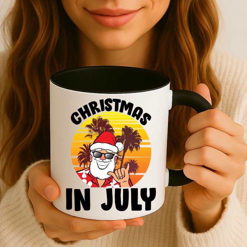 Christmas In July Retro Santa Sunset Mug