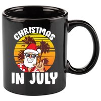 Christmas In July Retro Santa Sunset 11oz C Handle Ceramic Mug