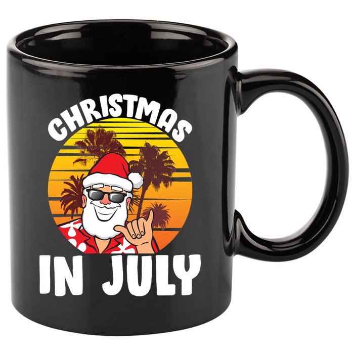 Christmas In July Retro Santa Sunset 11oz C Handle Ceramic Mug