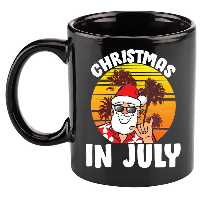 Christmas In July Retro Santa Sunset 11oz C Handle Ceramic Mug