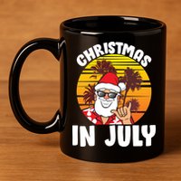 Christmas In July Retro Santa Sunset 11oz C Handle Ceramic Mug