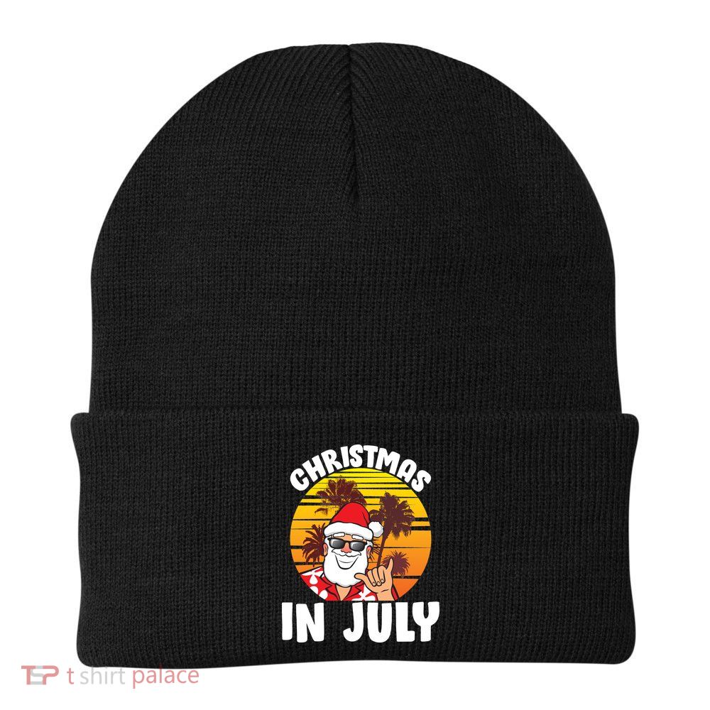 Christmas In July Retro Santa Sunset Beanie