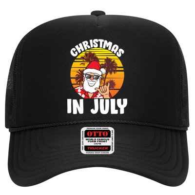 Christmas In July Retro Santa Sunset Trucker Hat