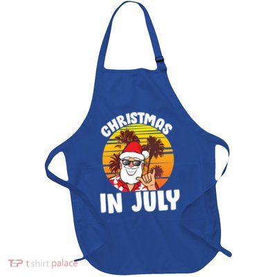 Christmas In July Retro Santa Sunset Full-Length Apron With Pockets