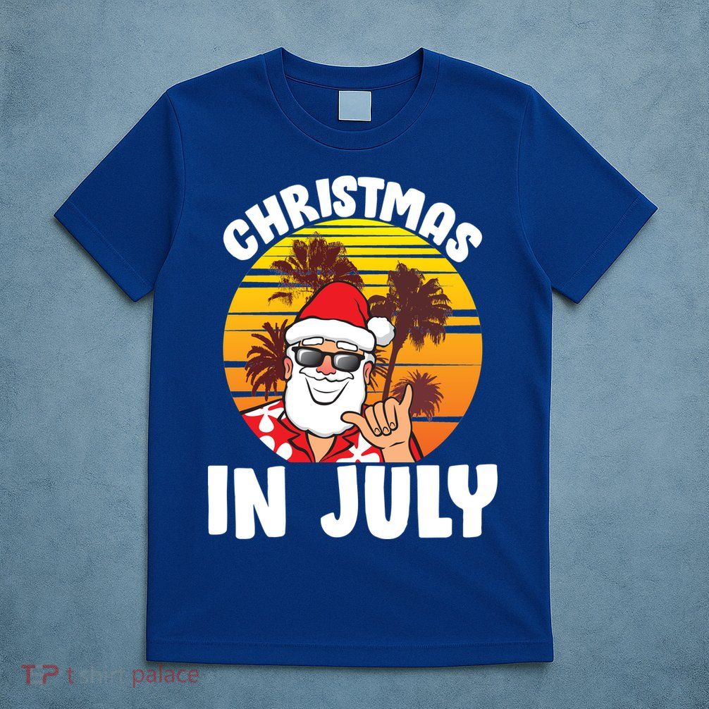 Christmas In July Retro Santa Sunset T-Shirt