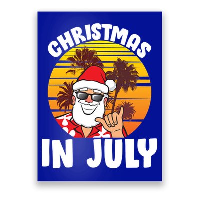 Christmas In July Retro Santa Sunset Poster