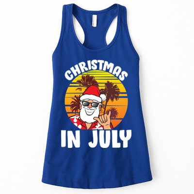 Christmas In July Retro Santa Sunset Womens Tank Top