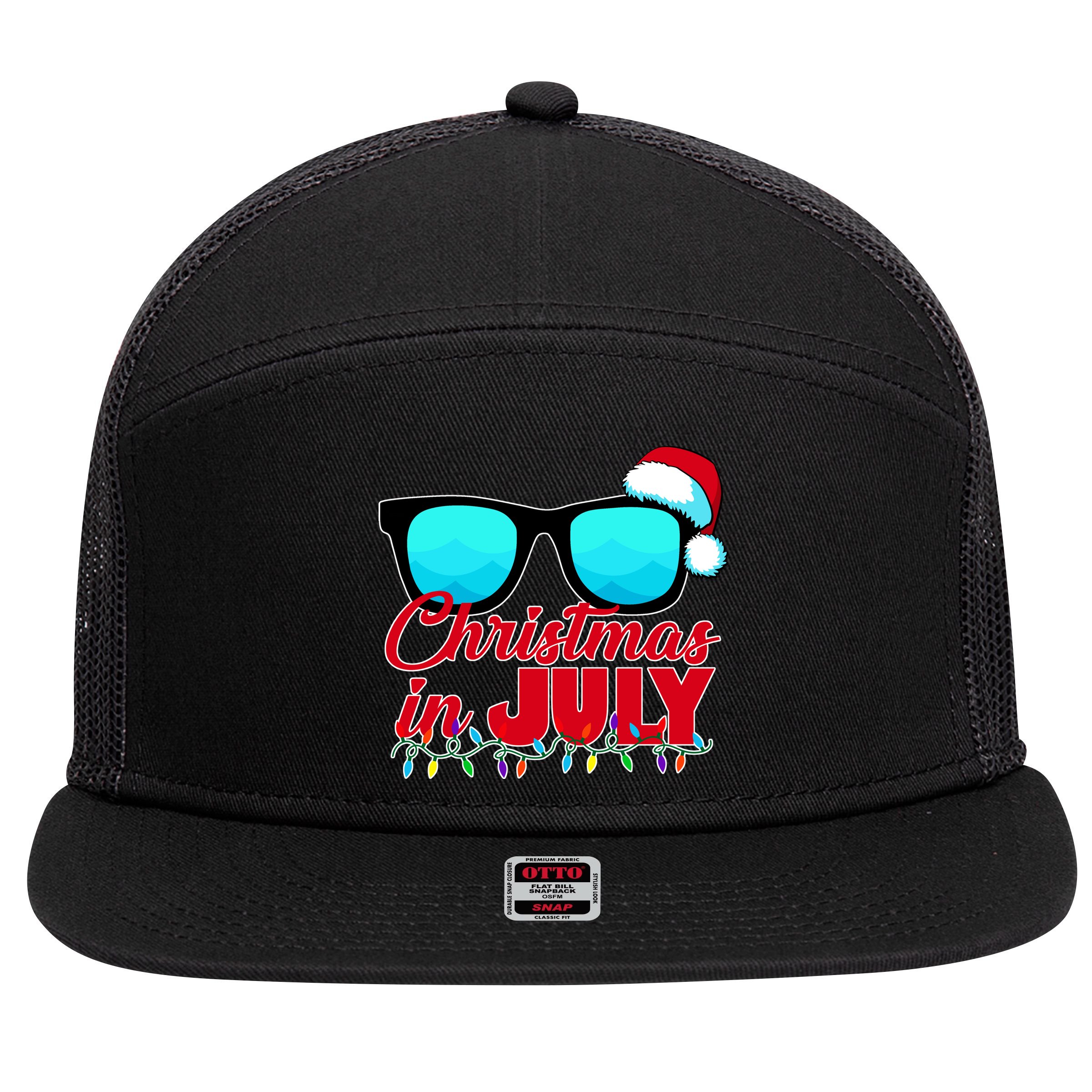 Christmas in July Santa Shades 7 Panel Mesh Trucker Snapback Hat