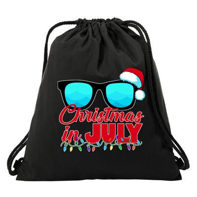 Christmas in July Santa Shades Drawstring Bag
