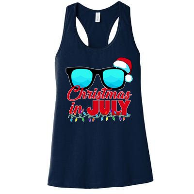 Christmas in July Santa Shades Women's Racerback Tank