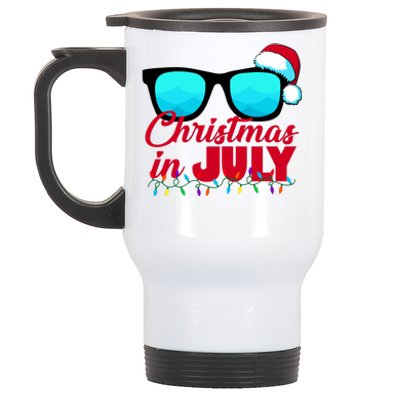 Christmas in July Santa Shades Stainless Steel Travel Mug