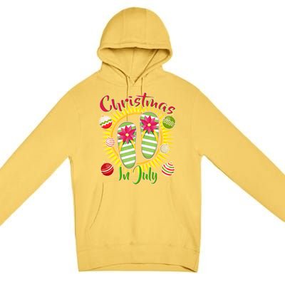 Christmas In July Summer Flip Flops Premium Pullover Hoodie