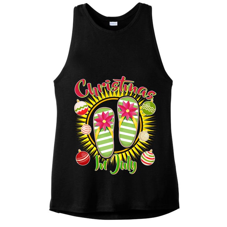 Christmas In July Summer Flip Flops Ladies PosiCharge Tri-Blend Wicking Tank