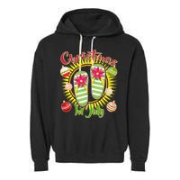Christmas In July Summer Flip Flops Garment-Dyed Fleece Hoodie