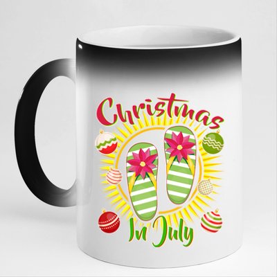 Christmas In July Summer Flip Flops 11oz Black Color Changing Mug