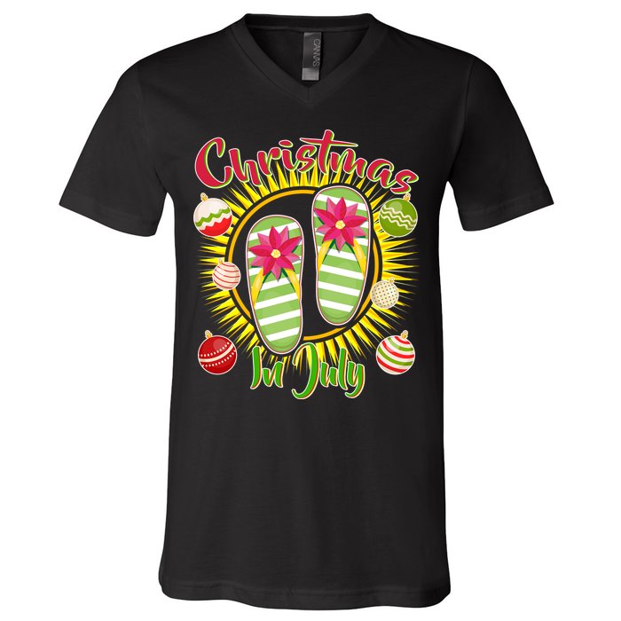 Christmas In July Summer Flip Flops V-Neck T-Shirt