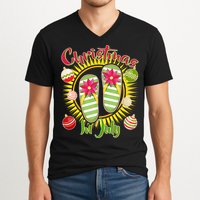 Christmas In July Summer Flip Flops V-Neck T-Shirt