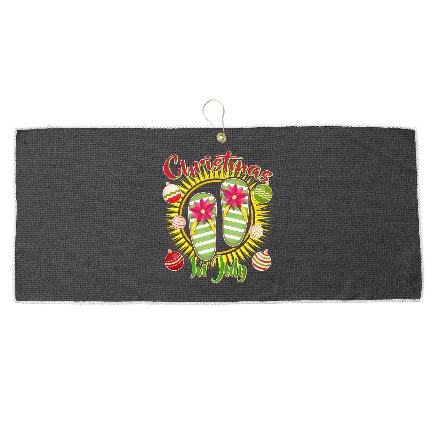Christmas In July Summer Flip Flops Large Microfiber Waffle Golf Towel