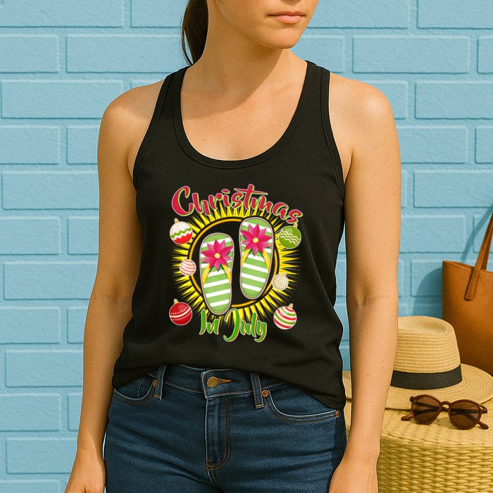 Christmas In July Summer Flip Flops Womens Tank Top