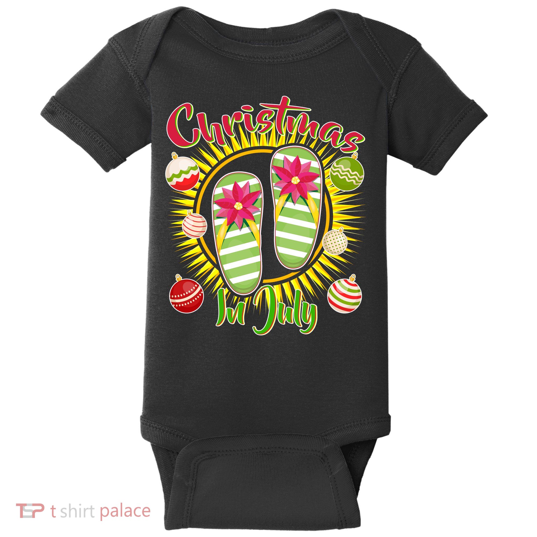 Christmas In July Summer Flip Flops Baby Bodysuit