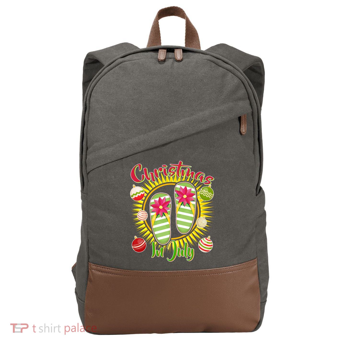 Christmas In July Summer Flip Flops Cotton Canvas Backpack
