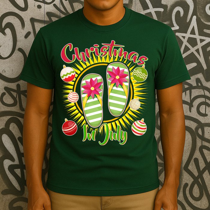 Christmas In July Summer Flip Flops T-Shirt
