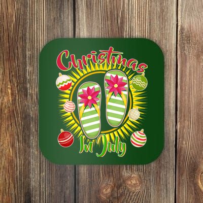 Christmas In July Summer Flip Flops Coaster